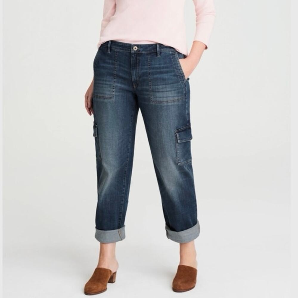 NWT J JILL Plus Straight Leg Relaxed Cargo Stretchy Jeans